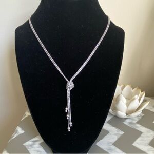 Sterling Silver Double Chain Diamond Cut Knot Necklace